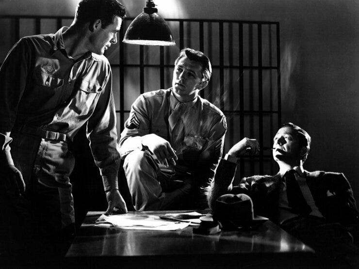 'CROSSFIRE (1947), Robert Ryan, Mitchum, Young' - @RomanPBone1.