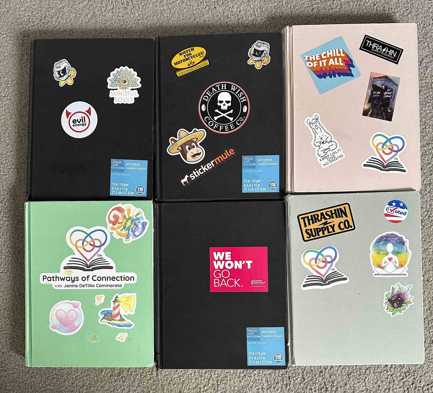 journals with stickers