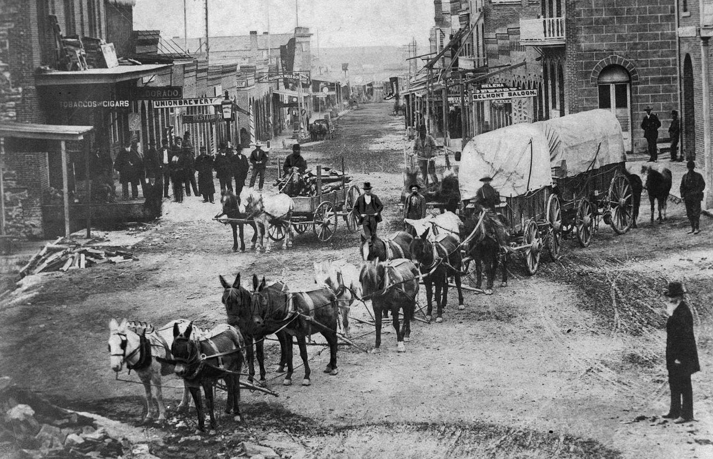 1870: street view in Helena, Montana