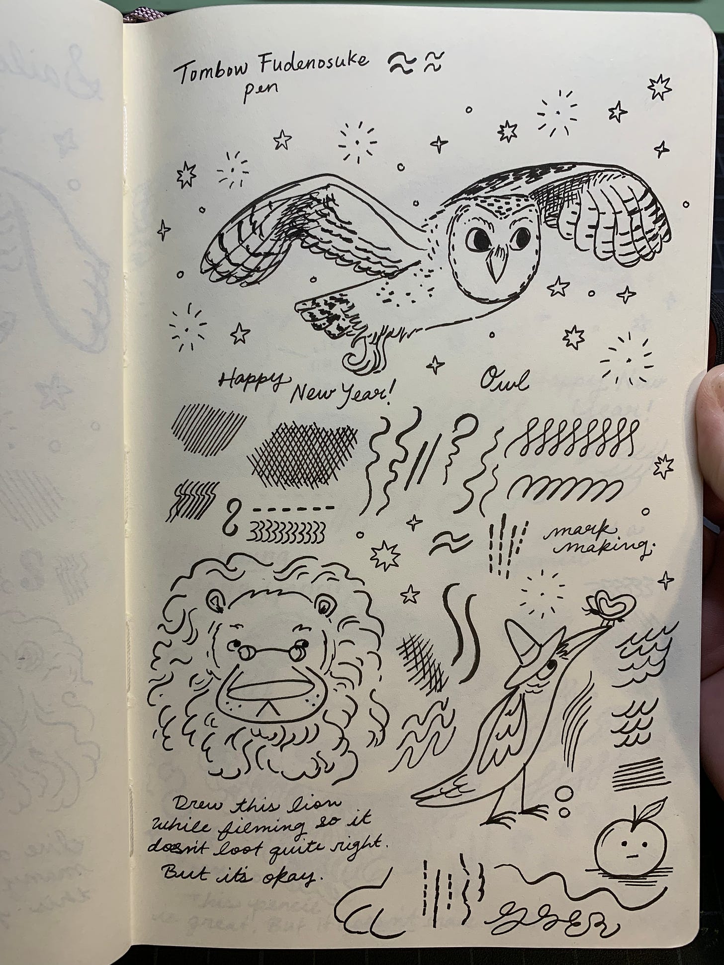 illustrations and marks using the Tombow Fudenosuke pen by Kayla Stark