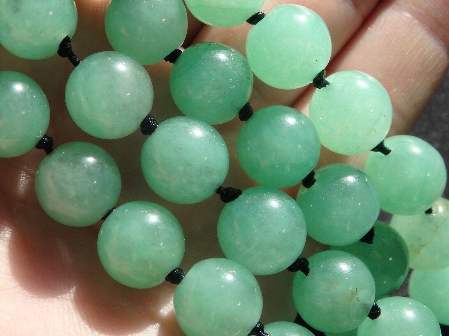 Chinese natural  green jade bead necklace, natural  jade necklace - Picture 2 of 12