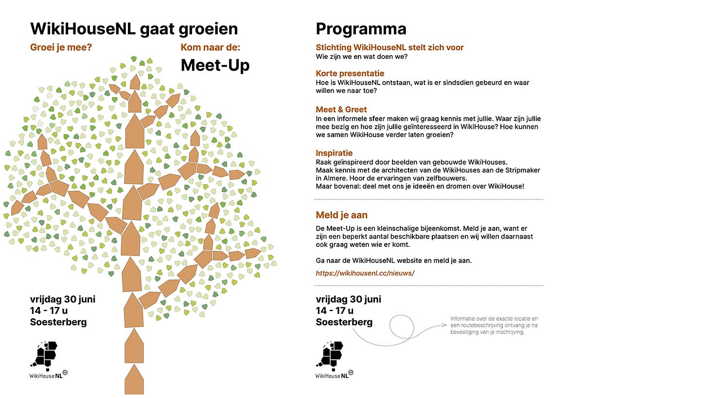 A poster inviting people to attend the meetup on 30 June including the event's programme (in Dutch)