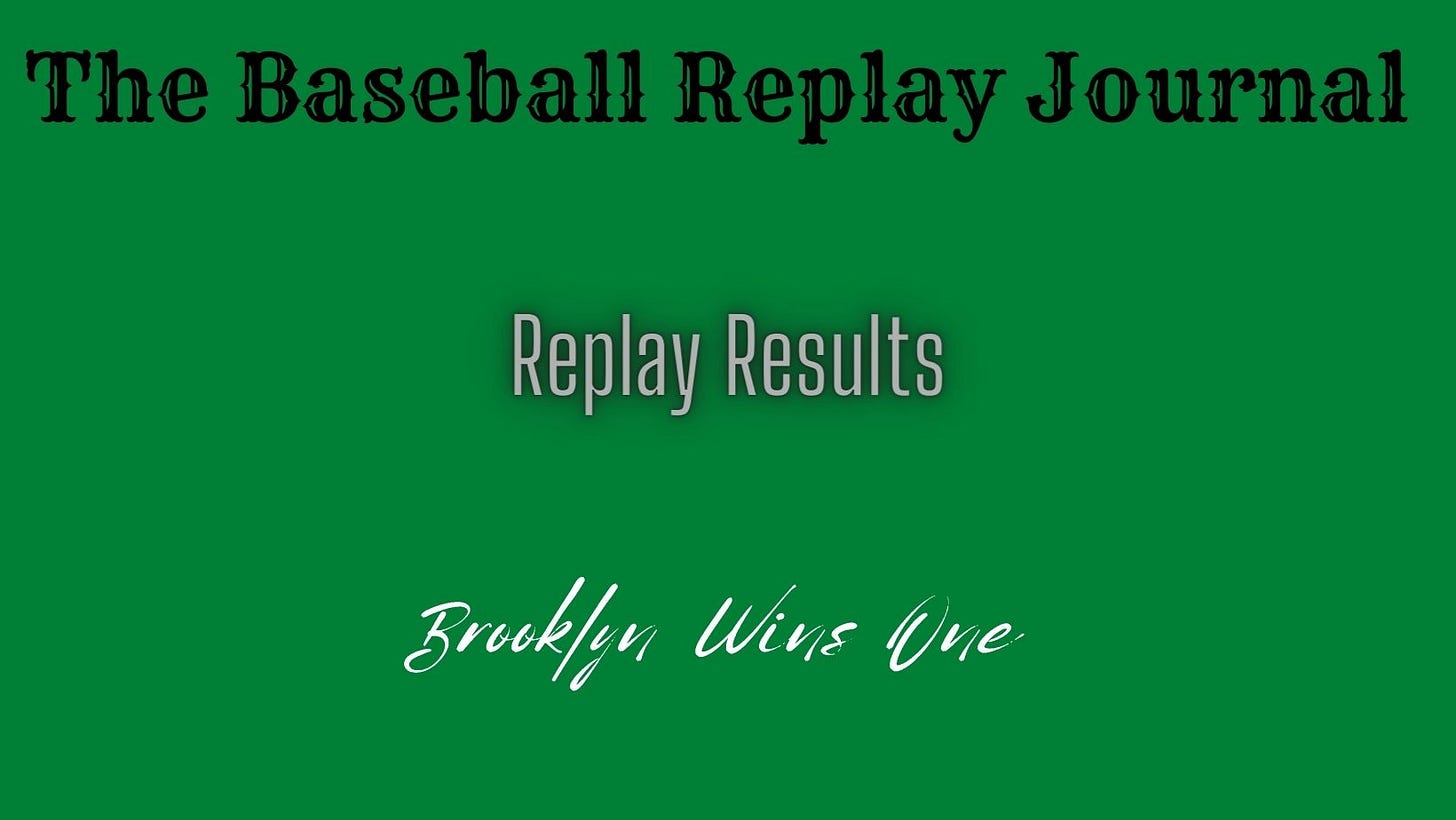 Baseball Replay Journal Replay Results