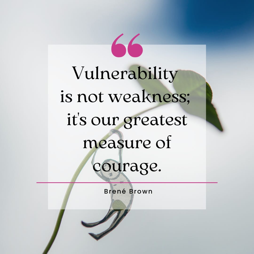 Brene Brown quote: Vulnerability is not weakness; it's our greatest measure of courage.