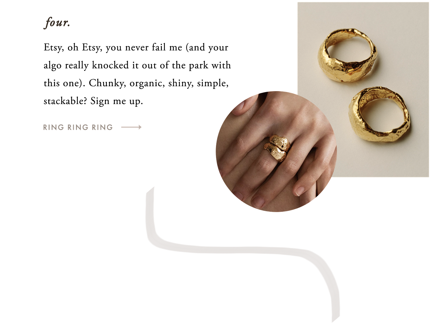 Four - chunky organic shaped gold vermeil rings