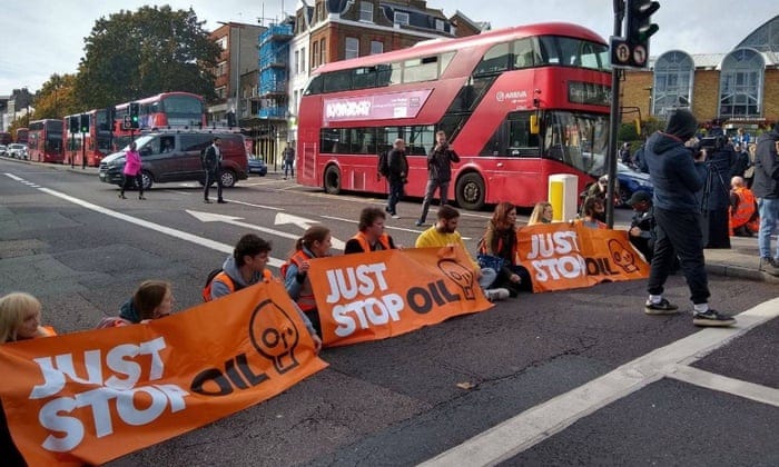 Just Stop Oil protest stops traffic in north London | Just Stop Oil | The  Guardian