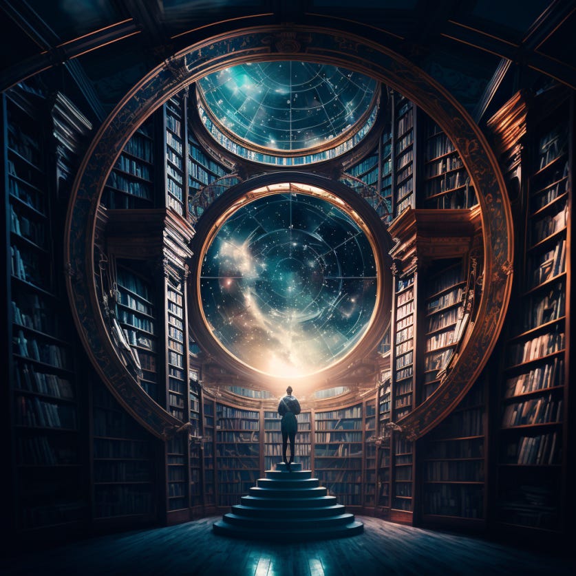 The Cosmic Library, the universal reservoir of knowledge: Image by Midjourney