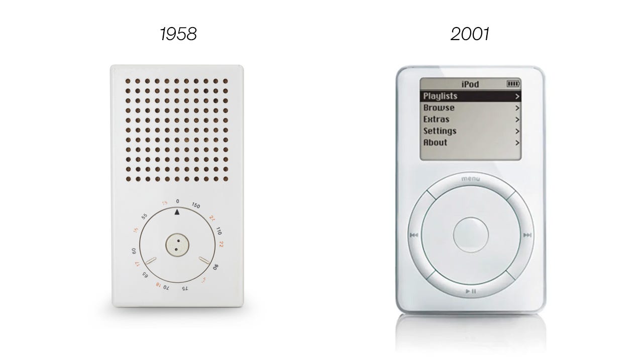 T30 radio (1958) & iPod (2001)