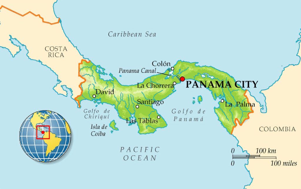 location map of Panama Canal