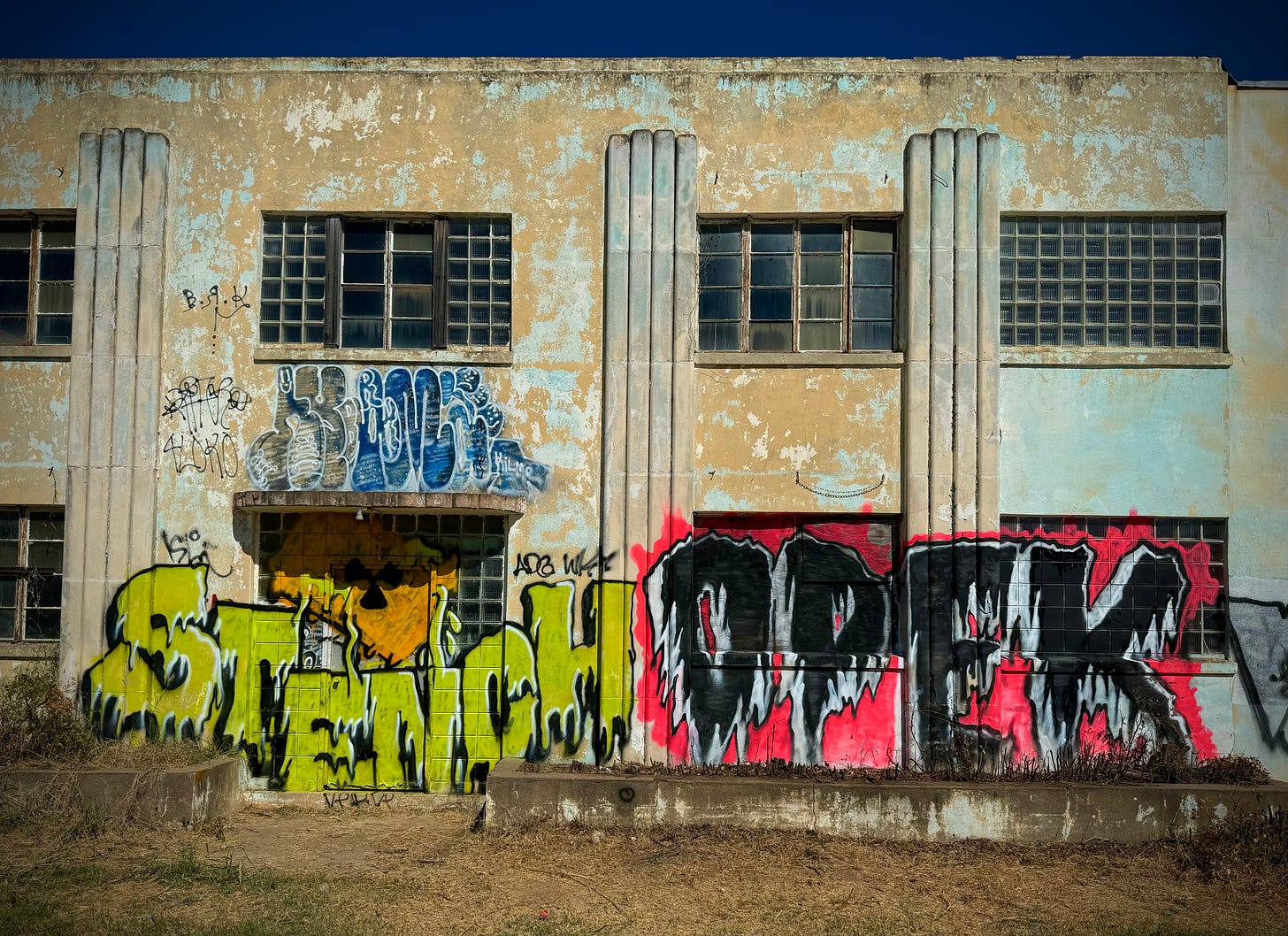 1940s factory with graffiti