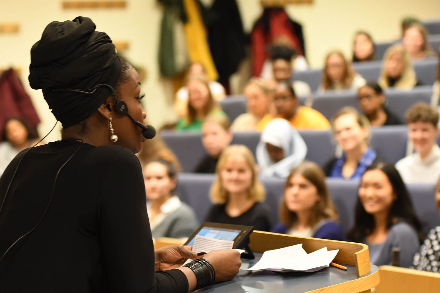 Lovette Jallow lecturing at Uppsala University’s teacher education program (lärarutbildningen), training future Swedish educators on anti-racism and inclusive pedagogy. Lovette Jallow lecturing at Uppsala University’s teacher education program (lärarutbildningen), training future Swedish educators on anti-racism and inclusive pedagogy.