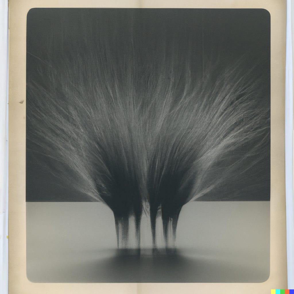 An AI-crafted image of a vintage photograph of fur standing on end