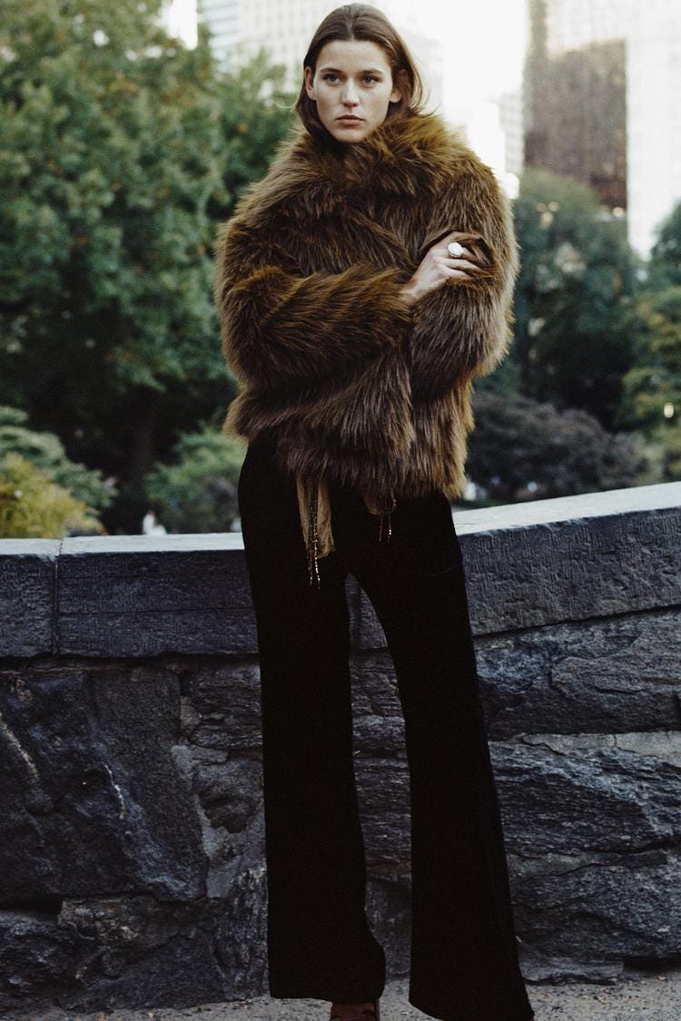 Zara FAUX FUR SHORT COAT ZW COLLECTION - Mustard - Image 0