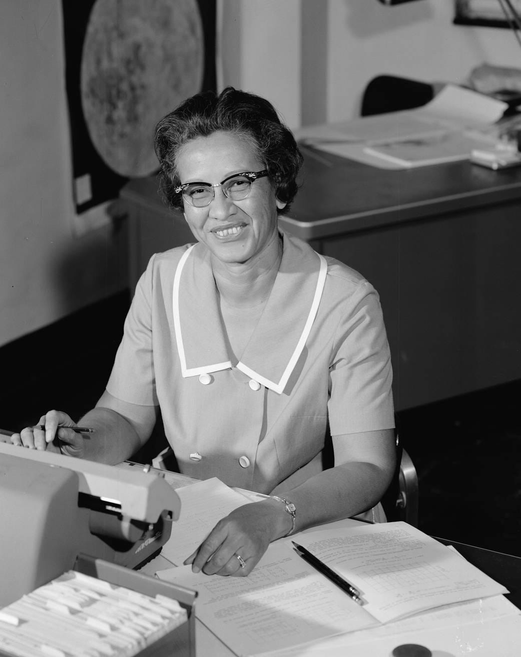 Katherine Johnson at her desk, 1966