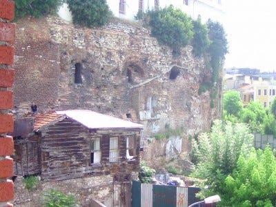Istanbul, city walls, ancient house