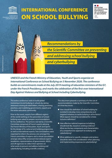 International Conference on School Bullying: recommendations by the  Scientific Committee on preventing and addressing school bullying and  cyberbullying