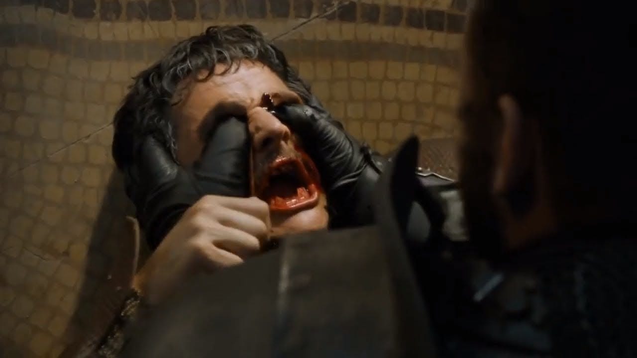 Game of Thrones Oberyn Martell head crushing death.