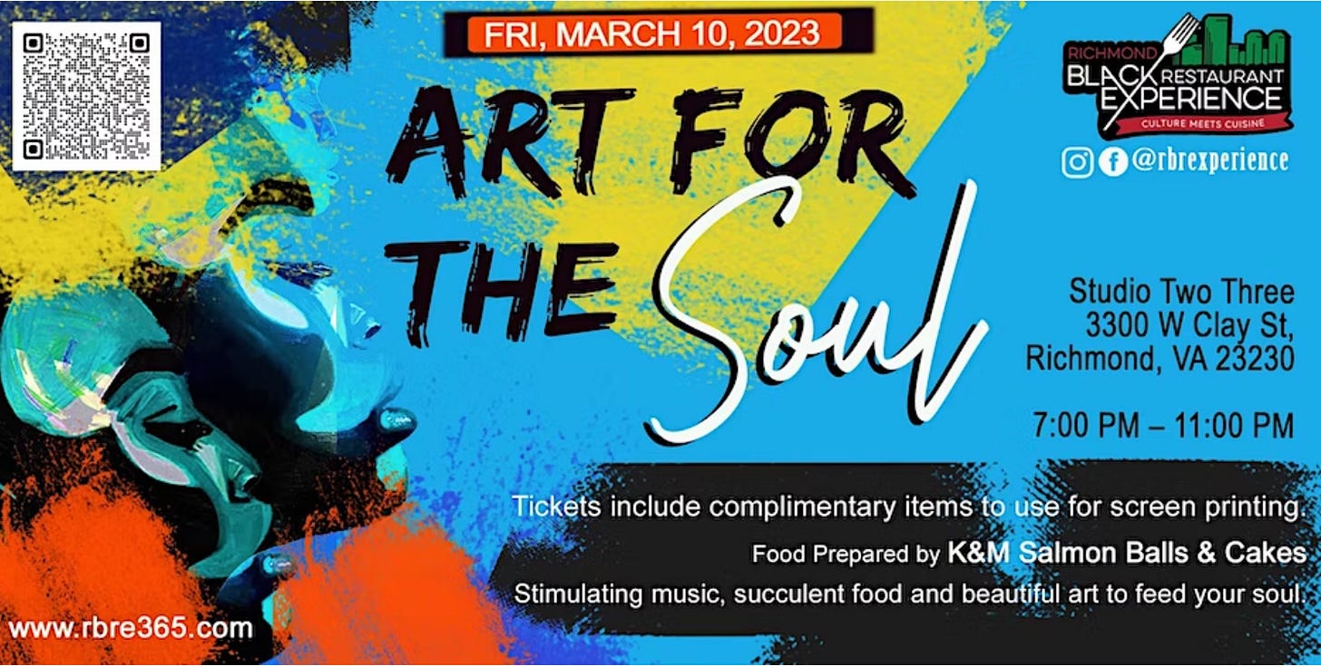 Art for the Soul flyer with rainbow colors and a face at the left