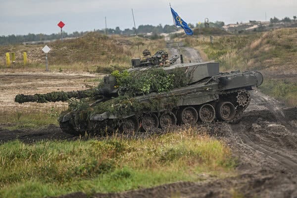 A British Challenger main battle tank during a military exercise in eastern Poland last September. Challenger IIs could become the first Western-made battle tanks to be sent to Ukraine.