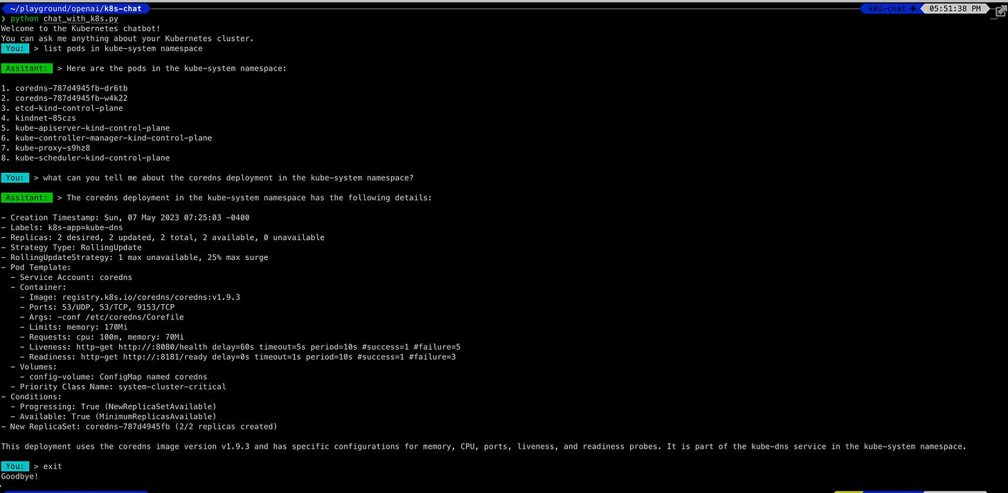 chat with k8s demo