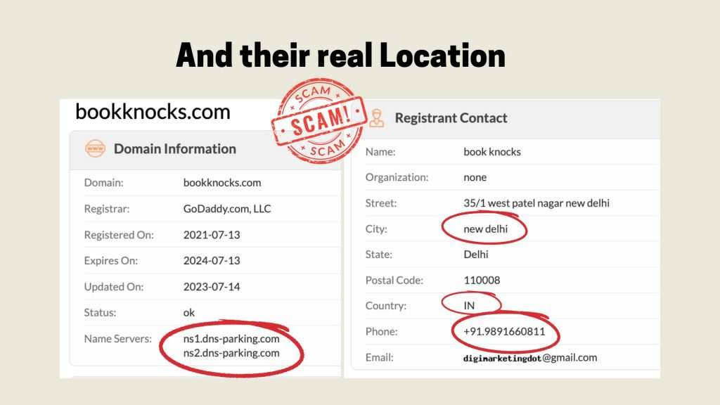 Bookknocks scam - Original Location India