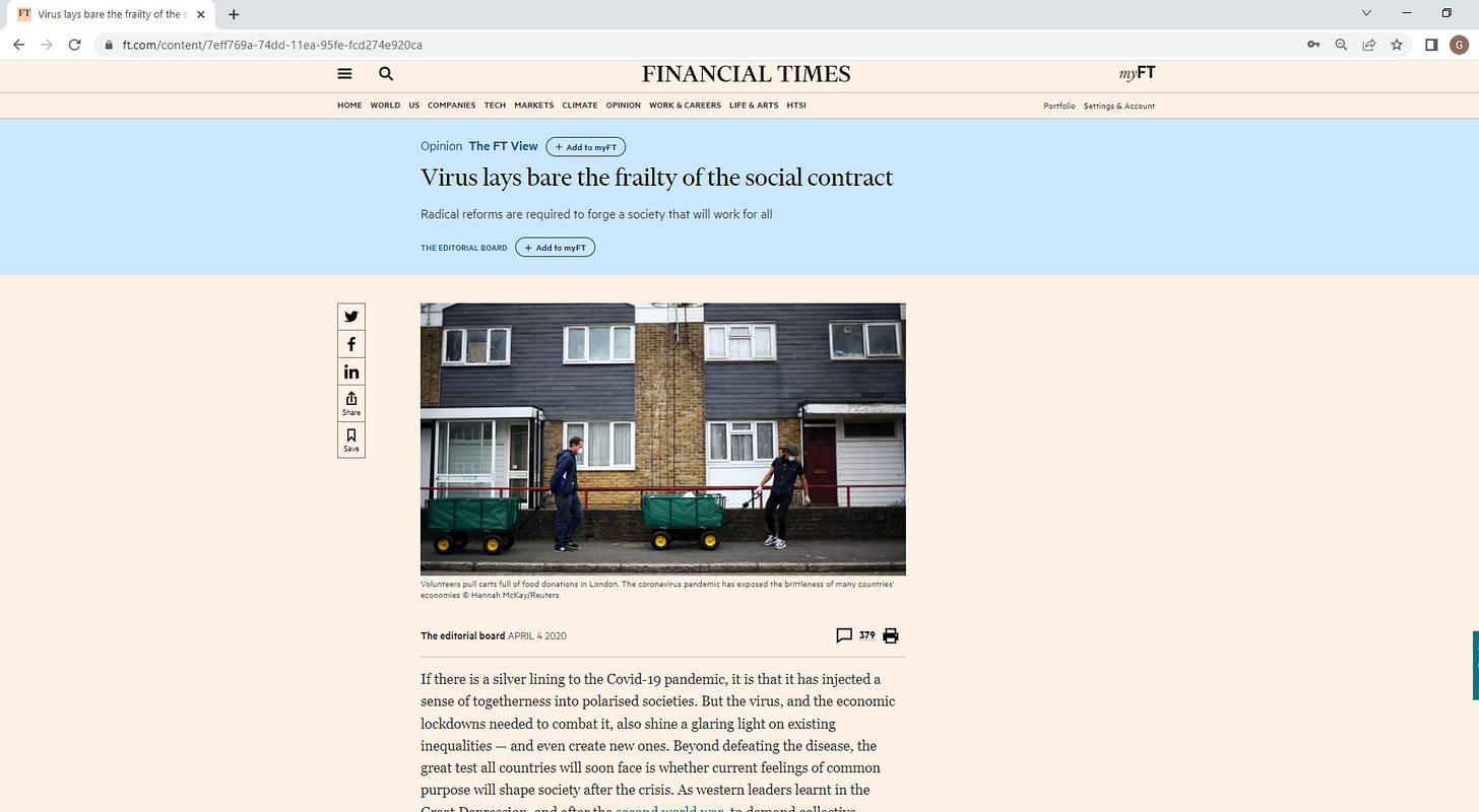 Screen shot of April 2020 Financial Times editorial