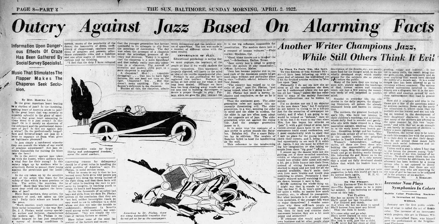 Article attacking jazz from 1922