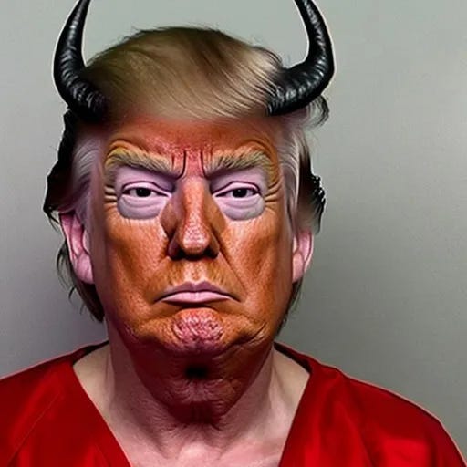 Prompt: trump mugshot with horns