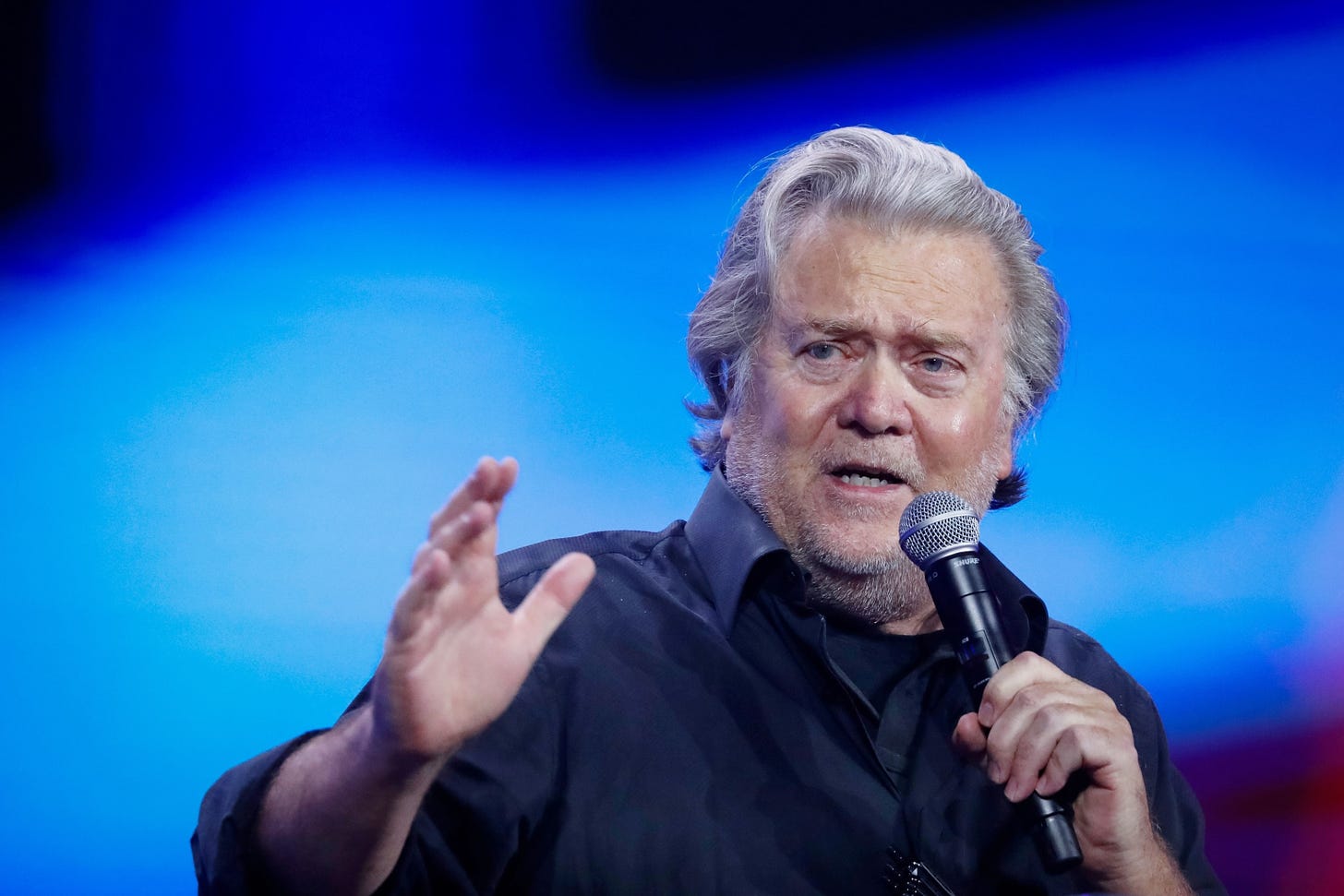 PHOTO: Steve Bannon, former adviser to Donald Trump, speaks at the Turning Point Action conference in West Palm Beach, Fla., July 16, 2023.