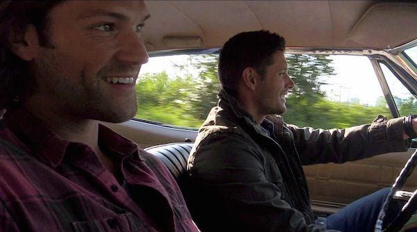 Dean Winchester singing excited inside baby