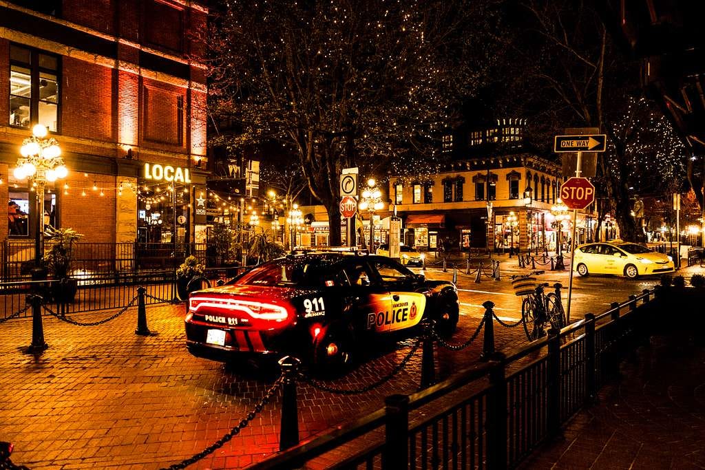 Vancouver Police Dodge Charger at Night