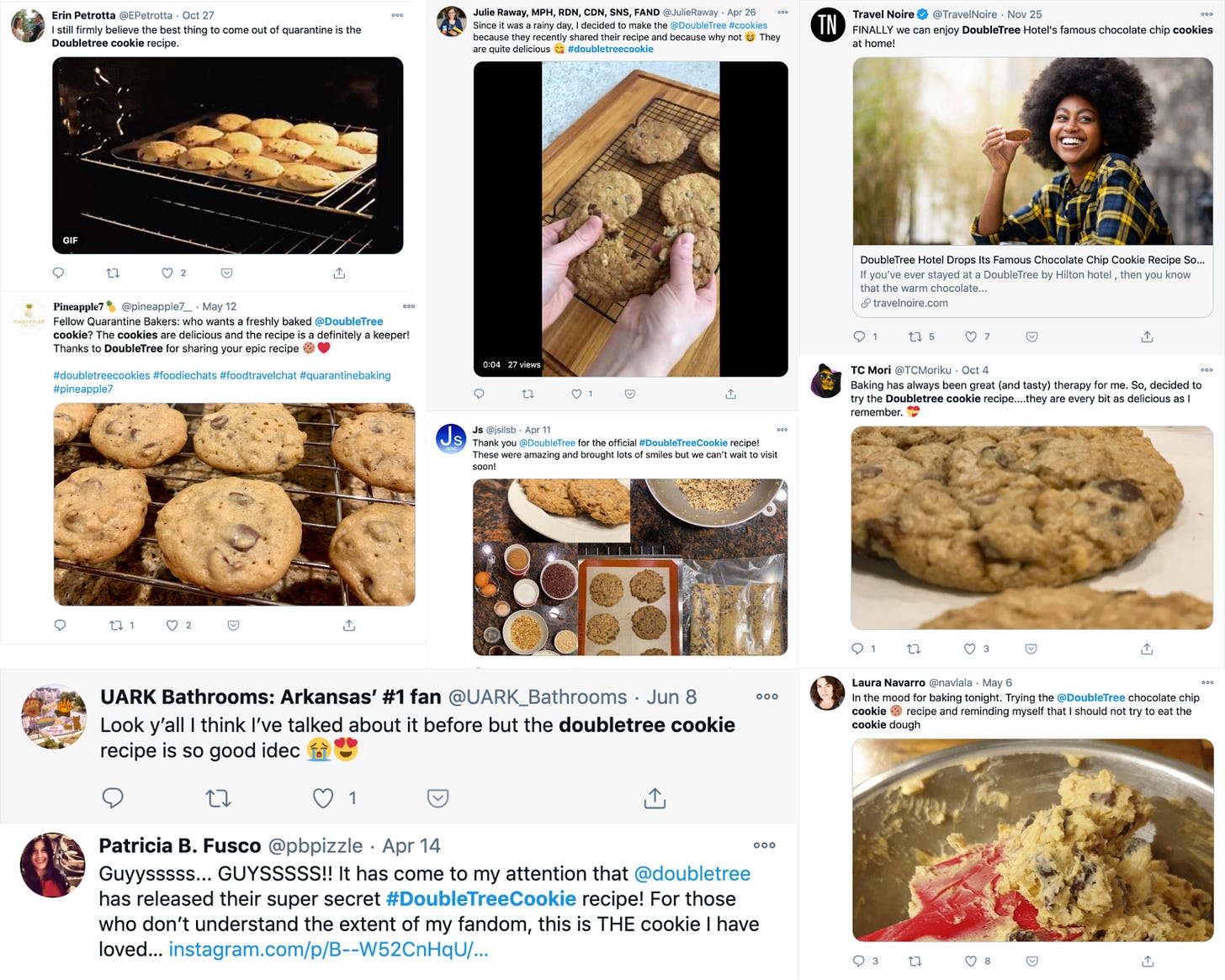 Collage of DoubleTree Cookie Tweets