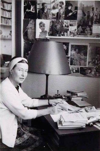 Simone de Beauvoir at her desk