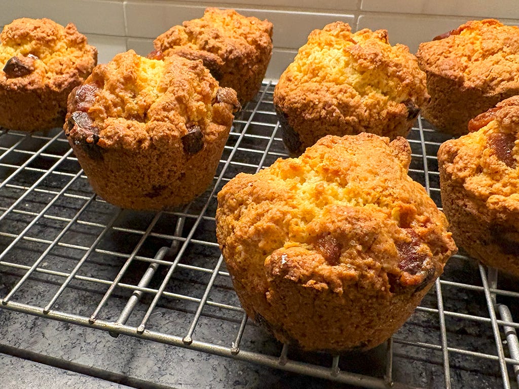 Muffins on a rack.