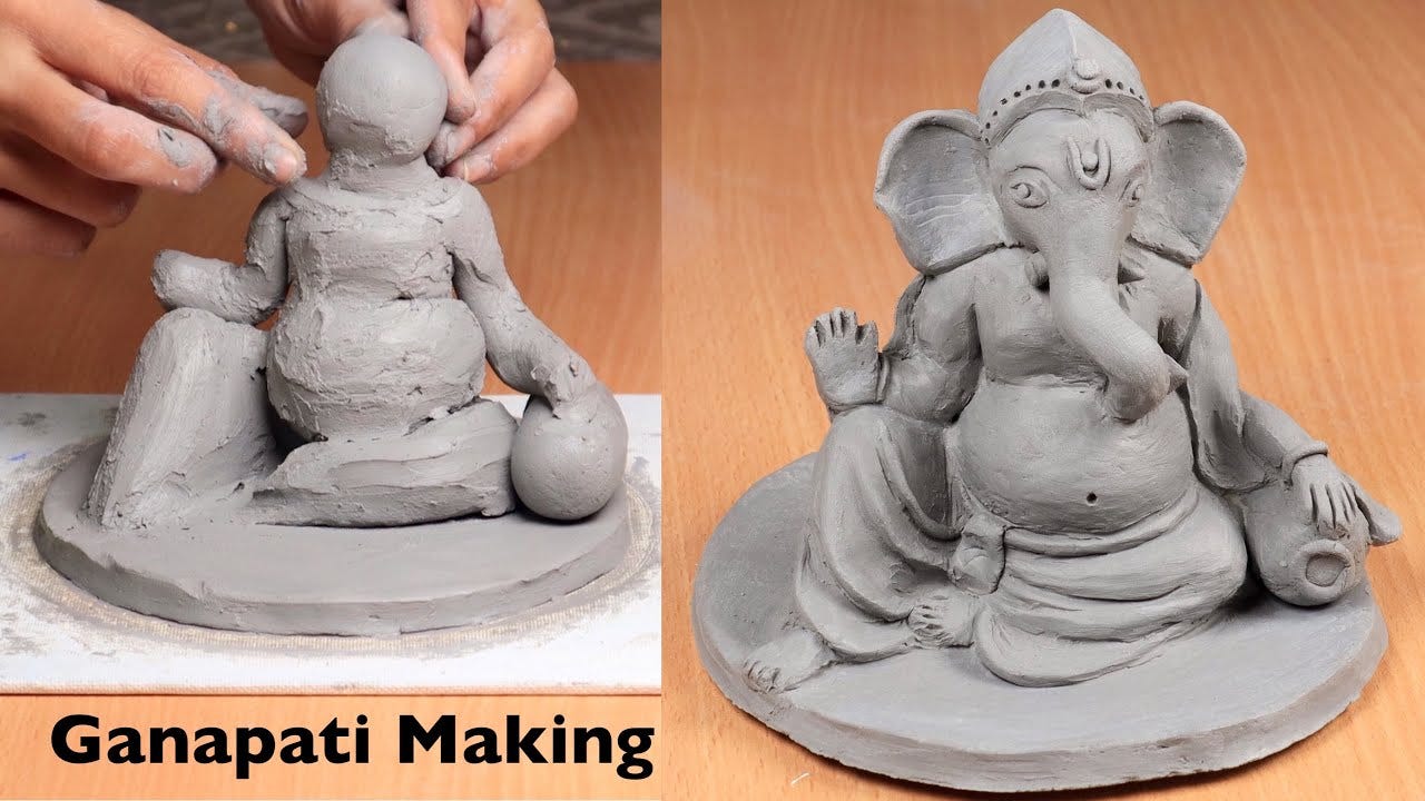 Eco Friendly Ganesha | Ganesha Idol Making Process at Home | Ganpati  Making- Part 1