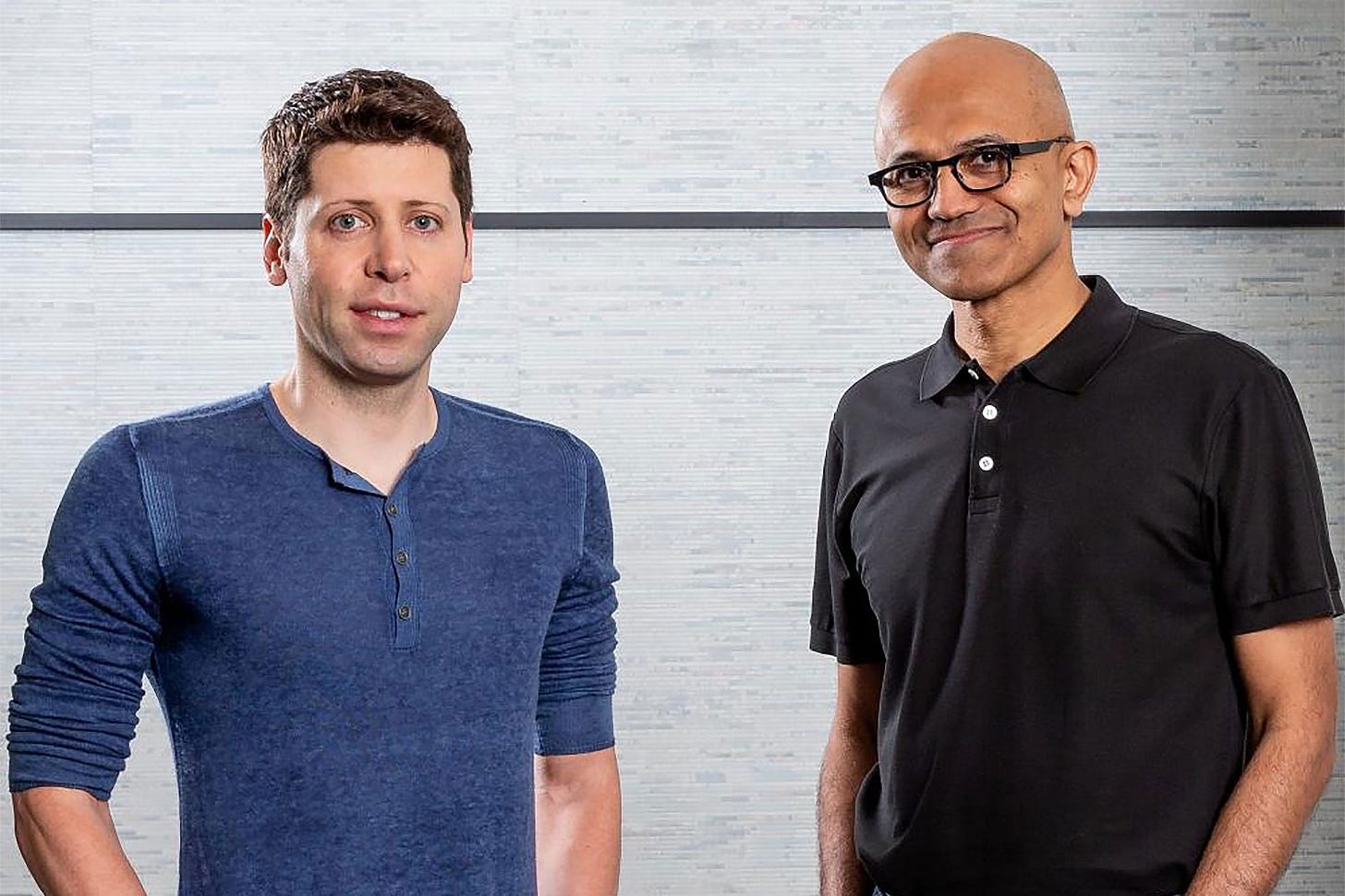 Microsoft CEO Satya Nadella, right, and OpenAI CEO Sam Altman at the Microsoft campus in Redmond, Washington. Reuters