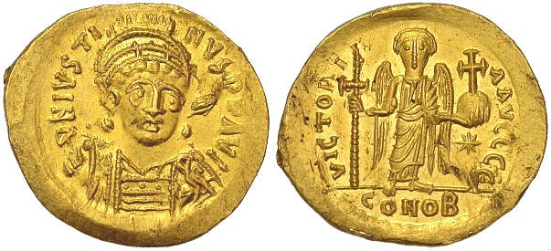 Justin I, Byzantine Empire, Justin I, 10 July 518 - 1 August 527 A.D., 