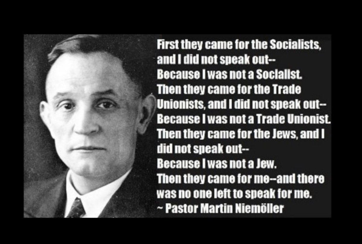 Pawan Kalyan on X: "One of my all time favourite quote,wich came out of  immense suffering ,pain & realisation from 'Pastor Martin Niemoller' during  Nazi Germany regime. What an eternal truth! https://t.co/15oUJl8EOA" /