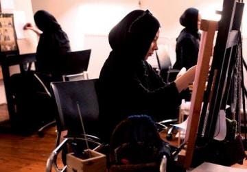 Nuns painting religious icons in the monastery at Gradac in Southern Serbia. Photos: Dalibor Danilovic/AFP