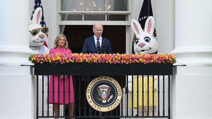 First Lady Jill Biden and President Joe Biden at the White House Easter Egg Roll.