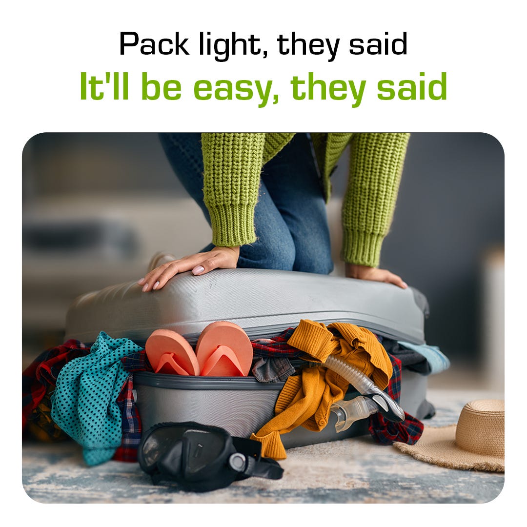 Wego India on X: "Atleast we tried! Do you travel light? #travel #travelling  #traveller #travellight #Packing https://t.co/tc2Wkd5Epo" / X
