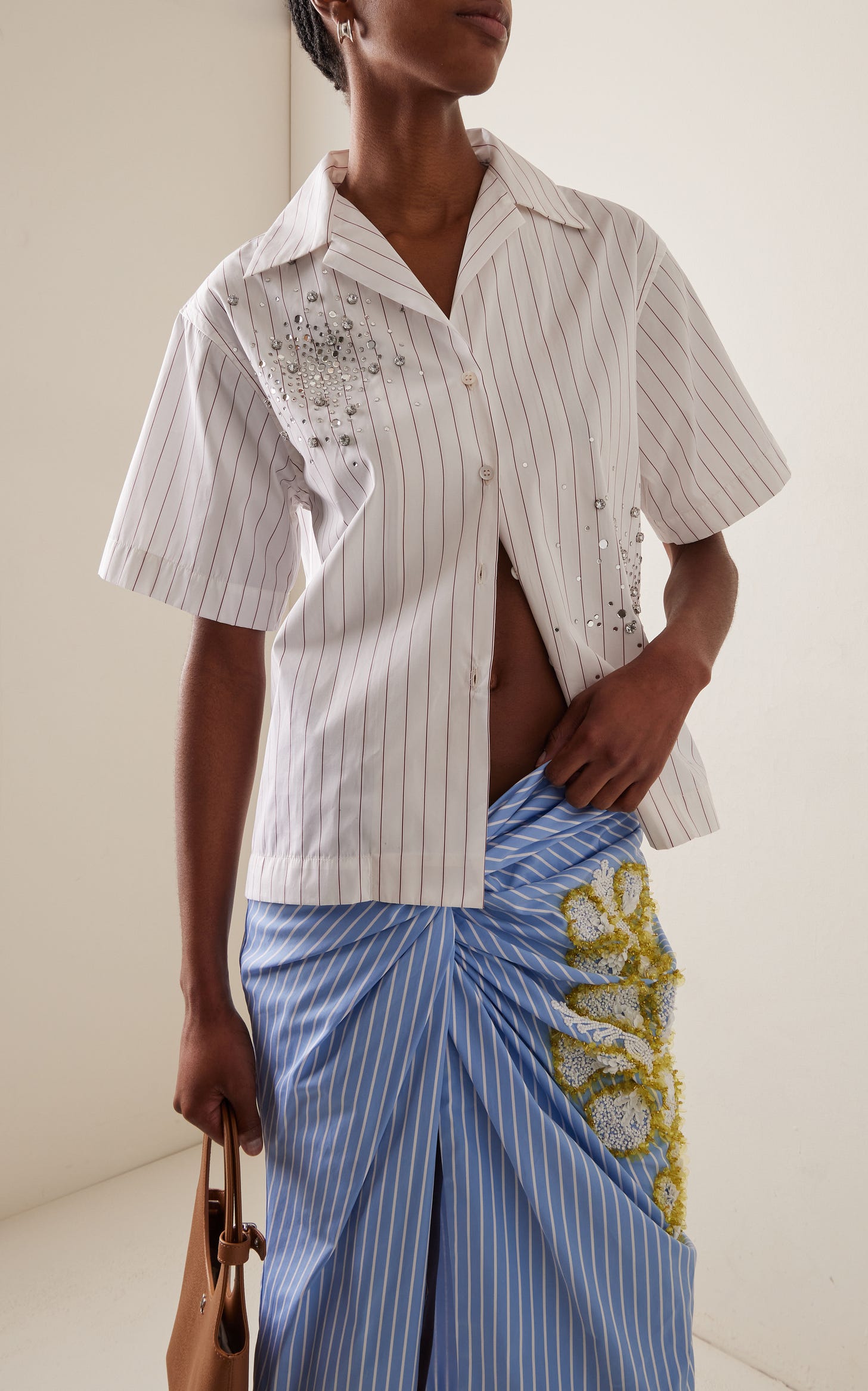 Exclusive Crystal-Embellished Cotton Poplin Shirt