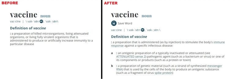 Merriam-Webster And Other Dictionaries Change Definition Of "Vaccine ...