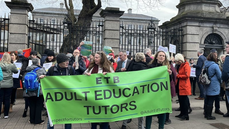 Adult Education Tutors protesting outside Leinster House today