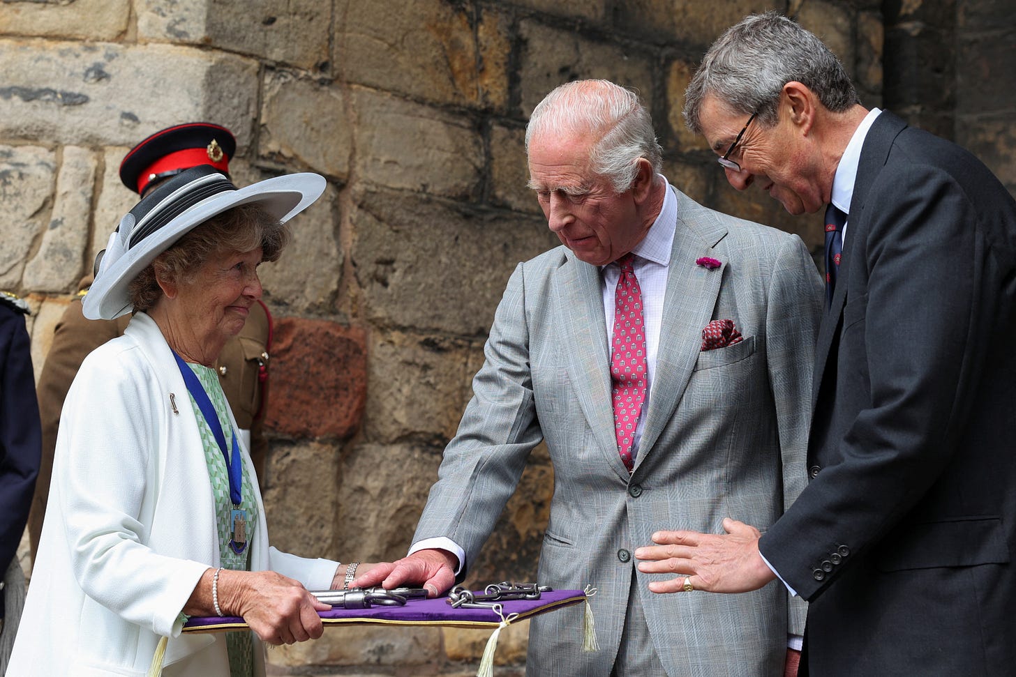 King Charles during ceremony of keys at Lancaster Castle