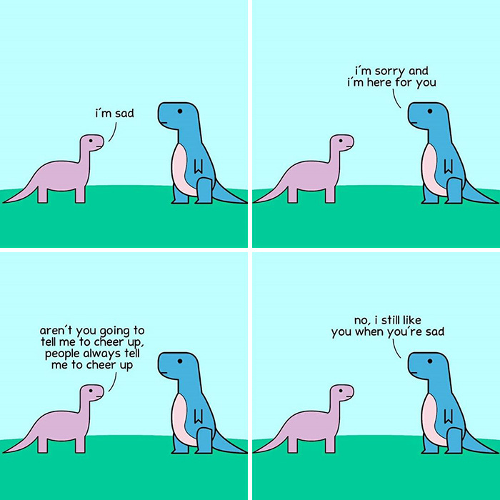 Dinosaur comics about being sad 