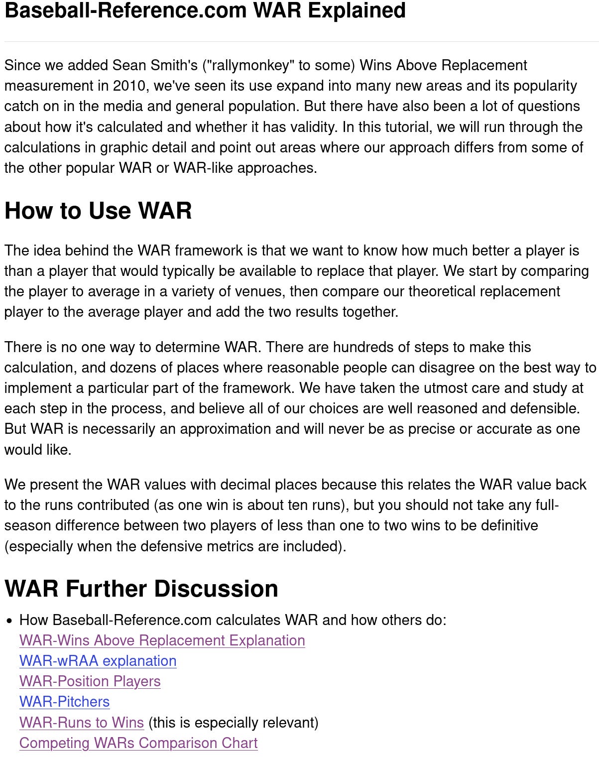 Baseball Reference WAR Explained