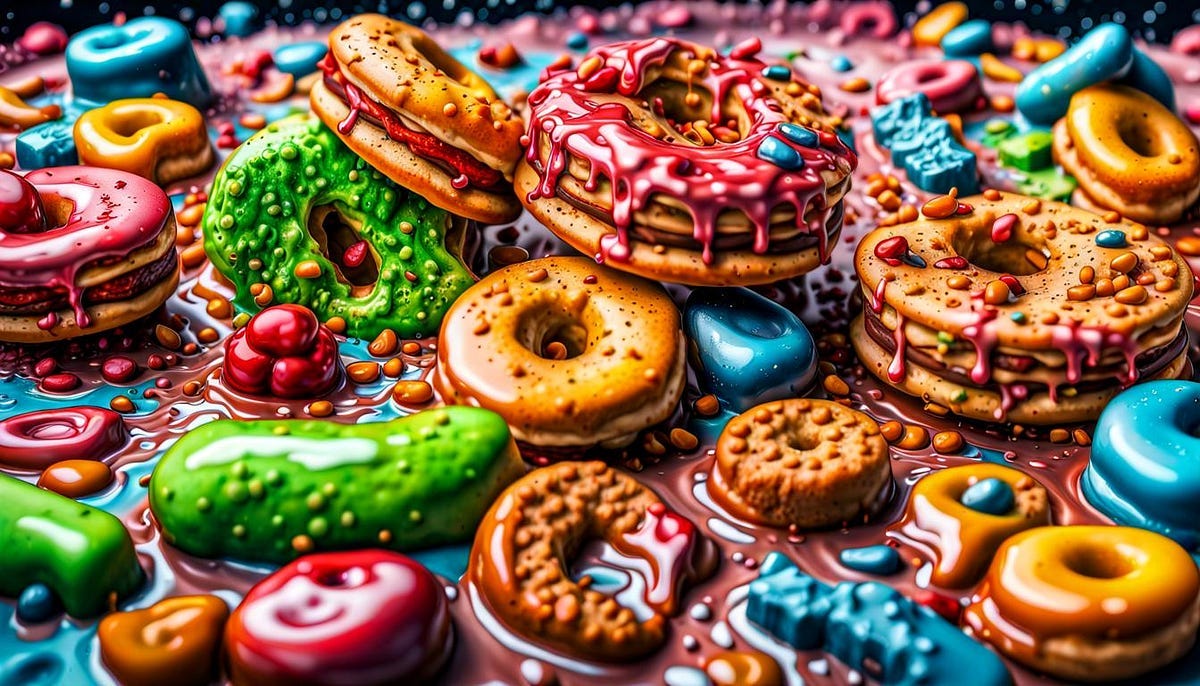 Foods high in sugars, cookies and buns