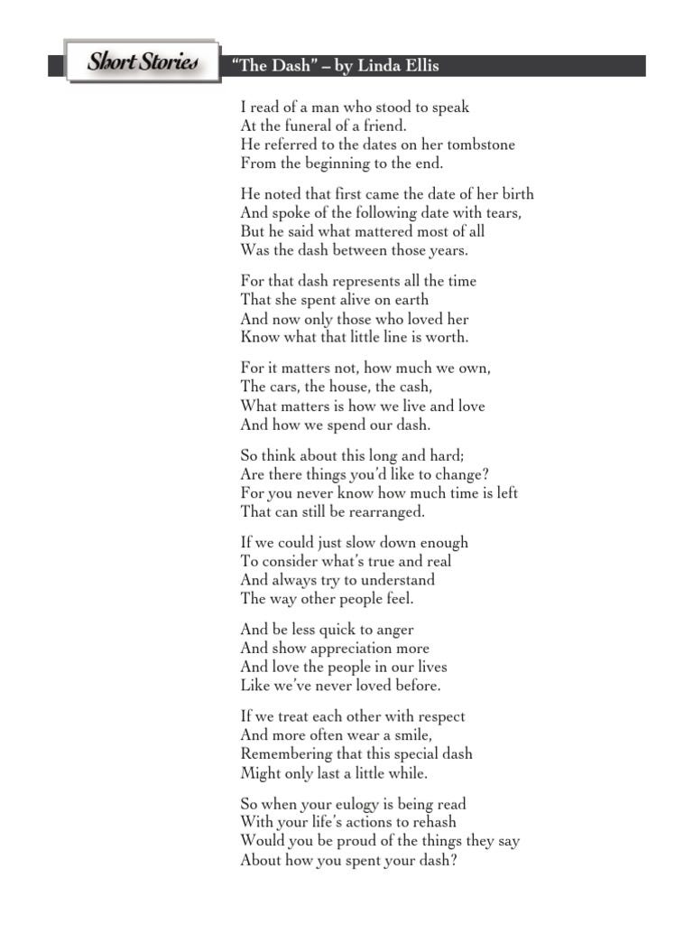 The Dash Poem For Sidewalk PDF | PDF