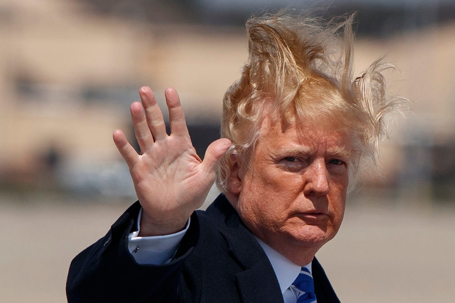 Trump's hair blows around on a blustery day, and many take notice - The  Boston Globe